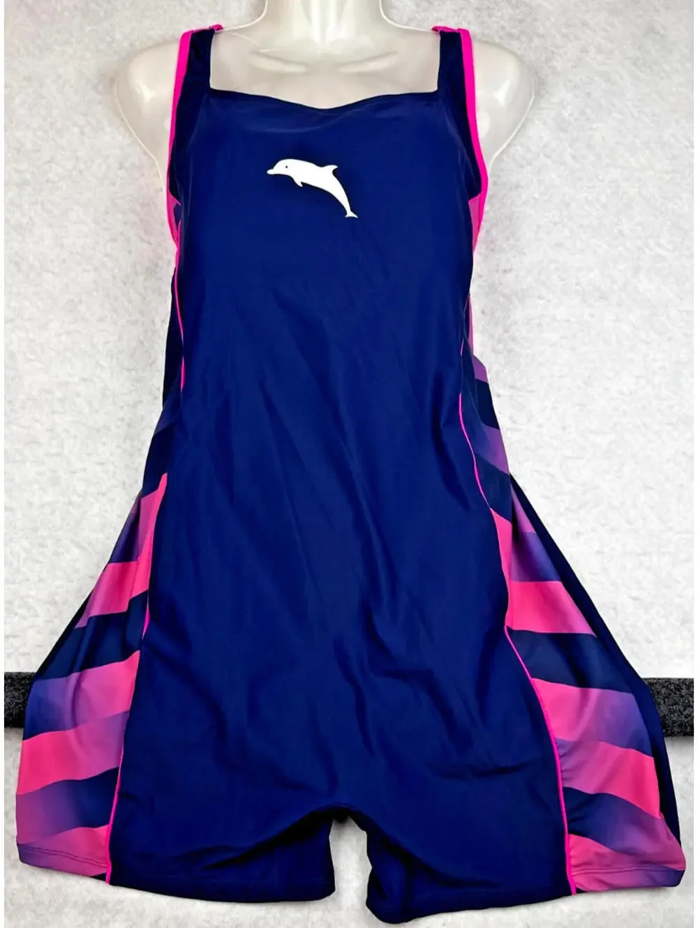 Halcurt Womens 2XL Navy Pink Racerback One Piece Performance Swimsuit NWT